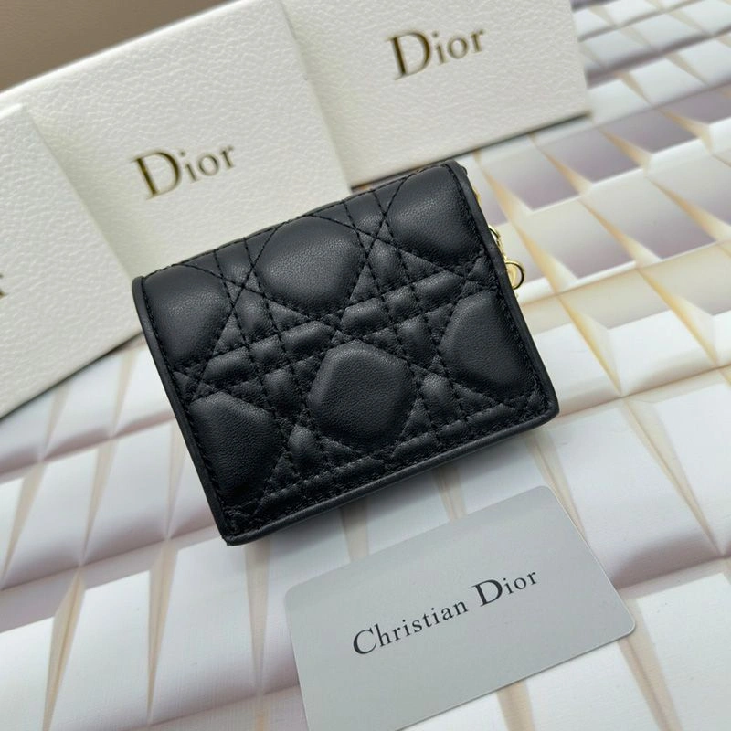 Affordable 136 Mini Lady Dior Flap Card Holder Cannage Lambskin Black - Image 3