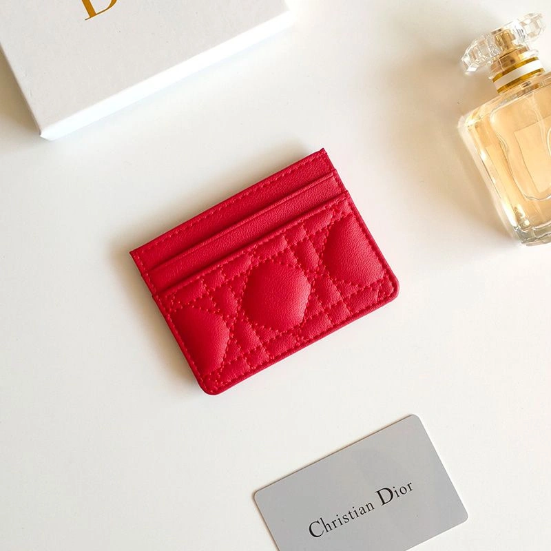BestValue 8706 Dior Card Holder Cannage Calfskin Red - Image 3