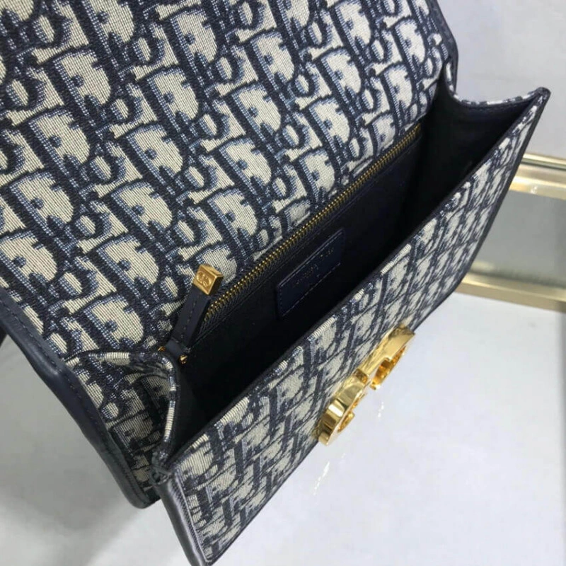 24 x 17 x Christian Dior 30 Montaigne Bag Blue Oblique Jacquard - Image 12