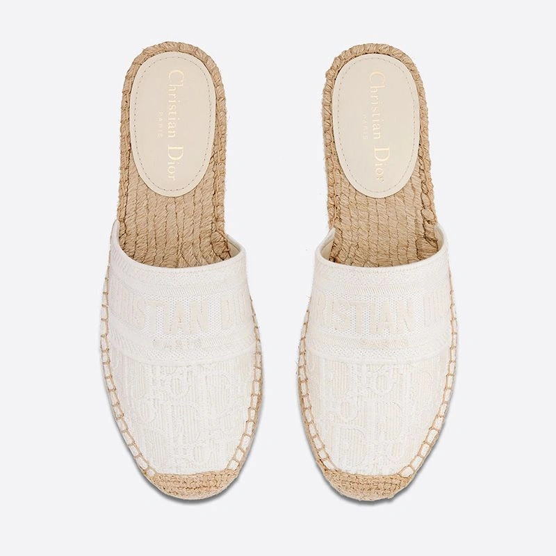 Christian Dior Granville Mules Women Oblique Motif Cotton White DailyWear 7362 - Image 3