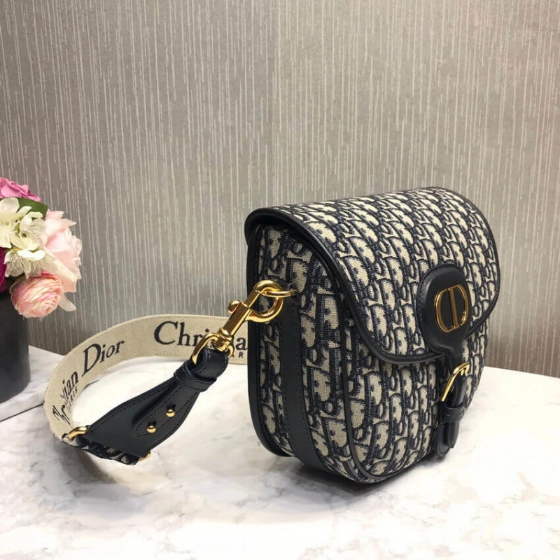 'Christia Christian Dior Large Bobby Bag Blue Oblique Jacquard - Image 6