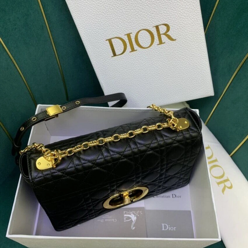 Two remov Christian Dior Medium Caro Bag Black Supple Cannage Calfskin - Image 9
