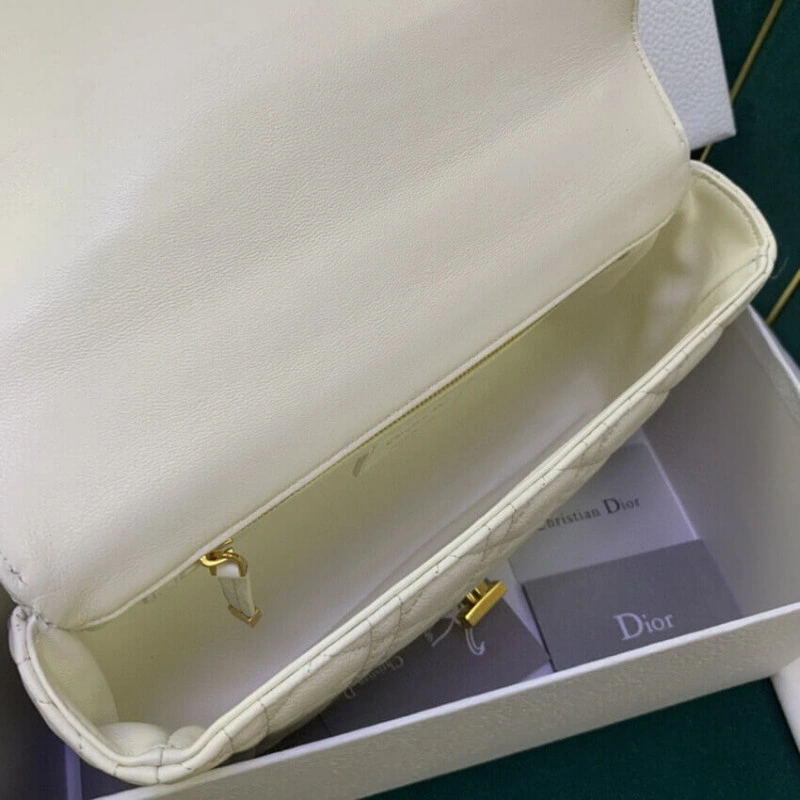 Flap clos Christian Dior Medium Caro Bag White Supple Cannage Calfskin - Image 11