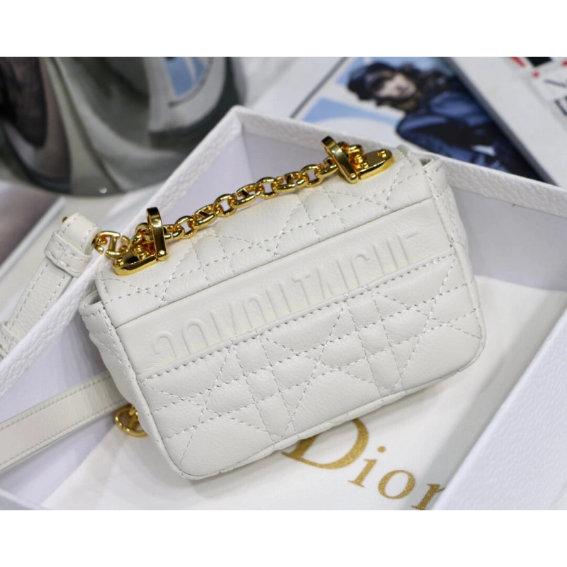 The Dior C Christian Dior Micro Caro Bag White Supple Cannage Calfskin - Image 5