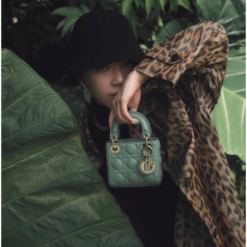 The Lady D Christian Dior Micro Lady Dior Bag Green Cannage Lambskin - Image 3