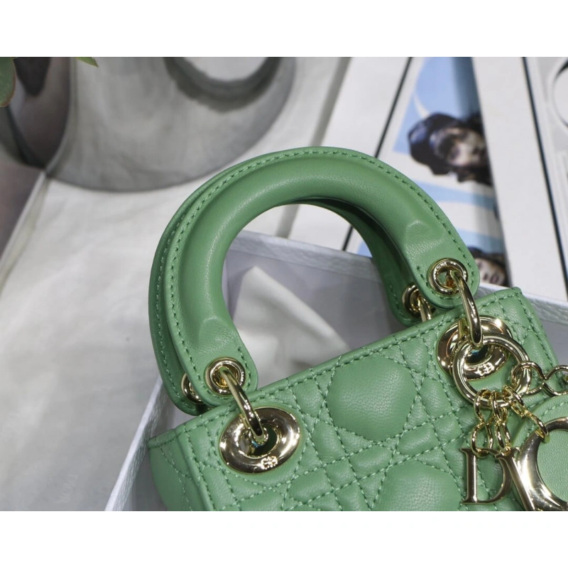 The Lady D Christian Dior Micro Lady Dior Bag Green Cannage Lambskin - Image 8