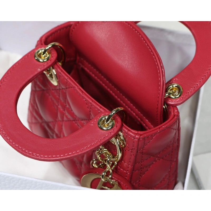 1 interio Christian Dior Micro Lady Dior Bag Red Cannage Lambskin - Image 11