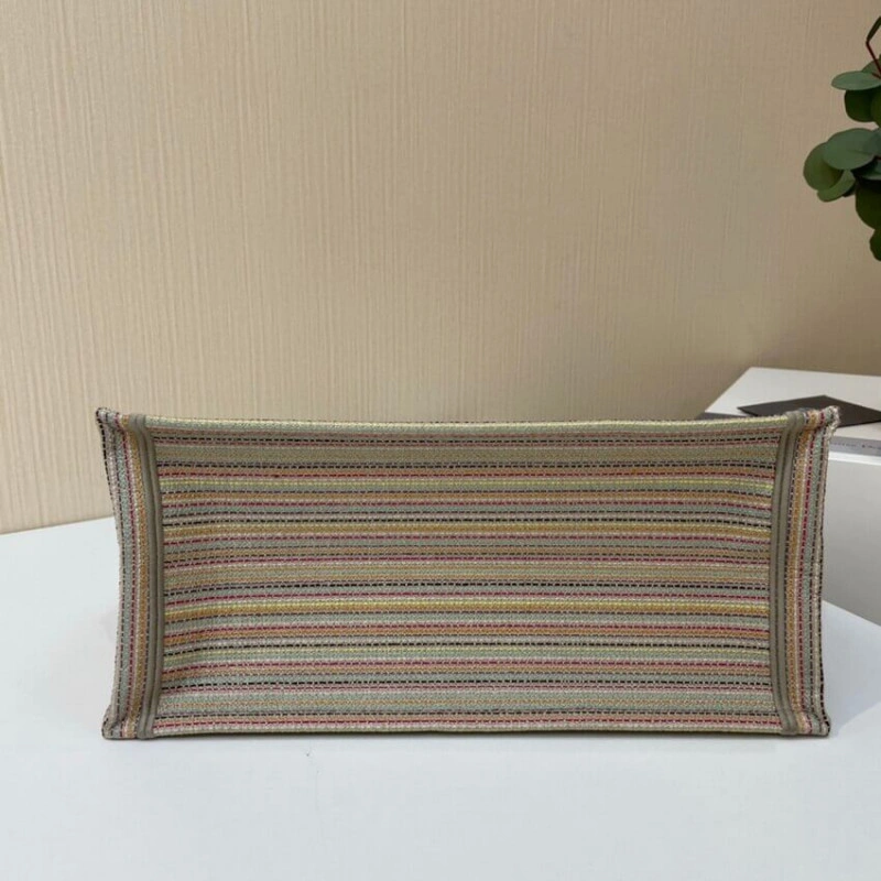 Can be ca Christian Dior Small Book Tote Multicolor Stripes Embroidery - Image 4