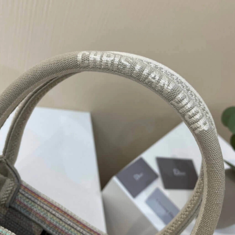 Can be ca Christian Dior Small Book Tote Multicolor Stripes Embroidery - Image 7