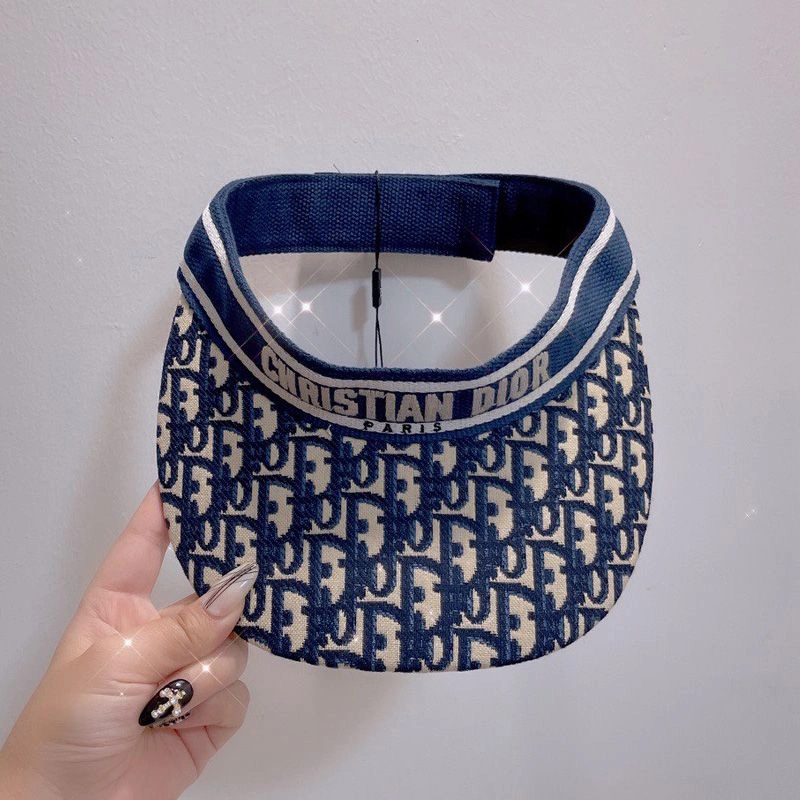 Christian Dior Visor D-Oblique Motif Cotton Navy Blue Fashionable 8651 - Image 3