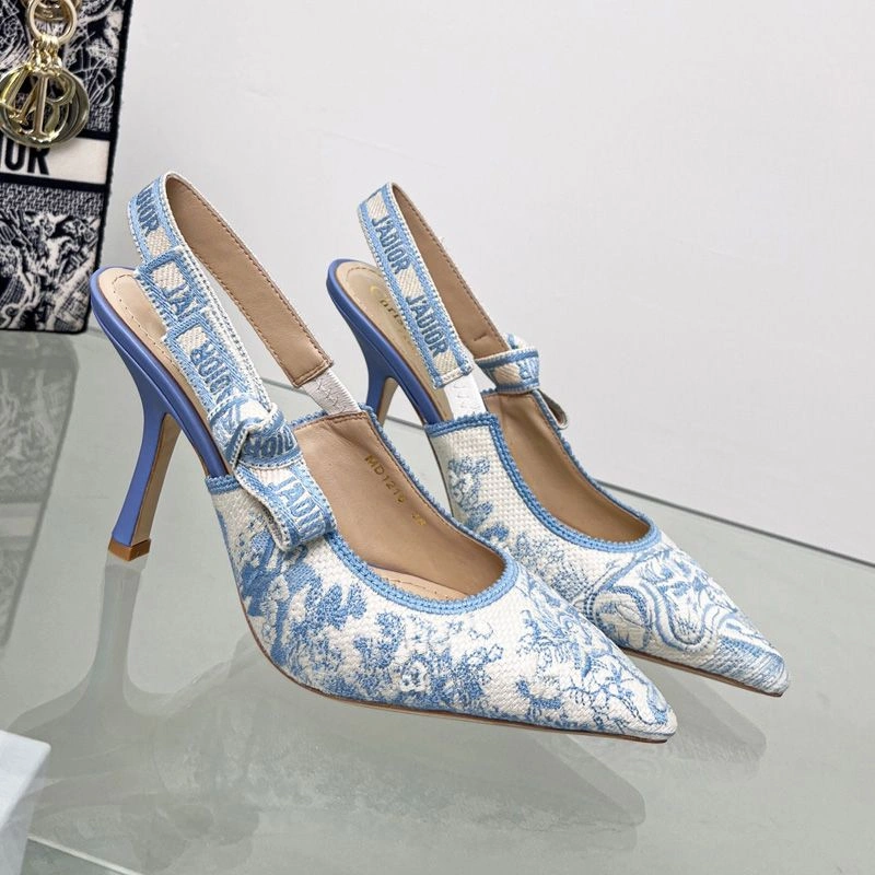 DailyWear 3609 J'Adior Slingback Pumps Women Toile de Jouy Motif Canvas Sky Blue - Image 3