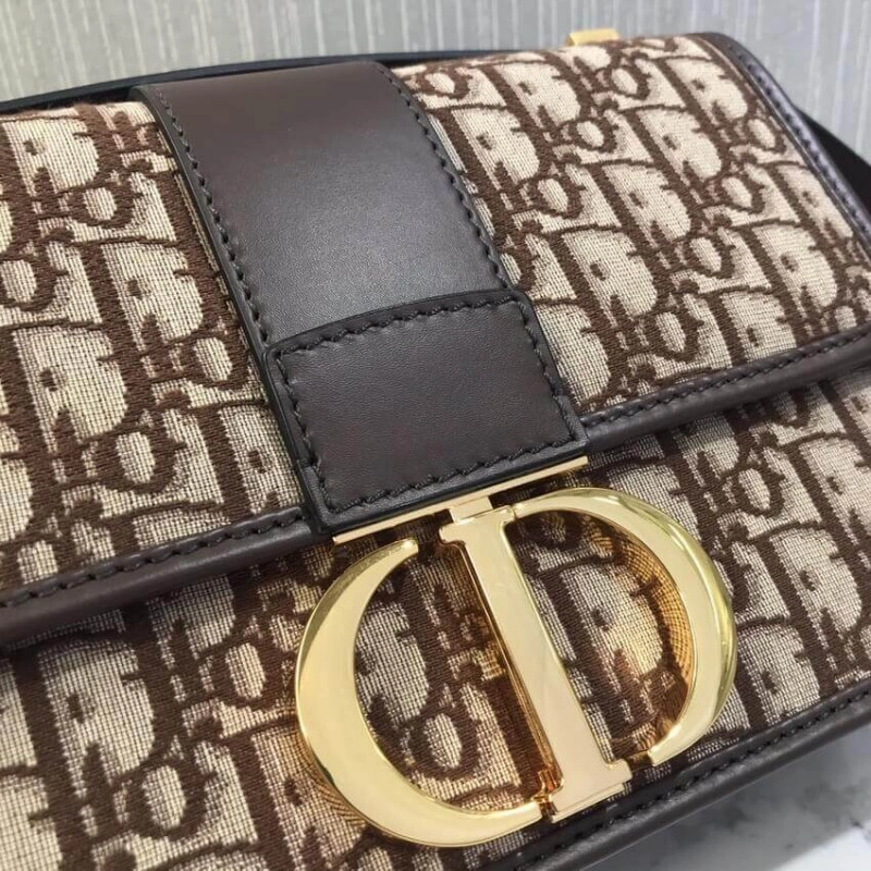 Adjustabl Dior 30 Montaigne Chain Bag Burgundy Oblique Jacquard - Image 9