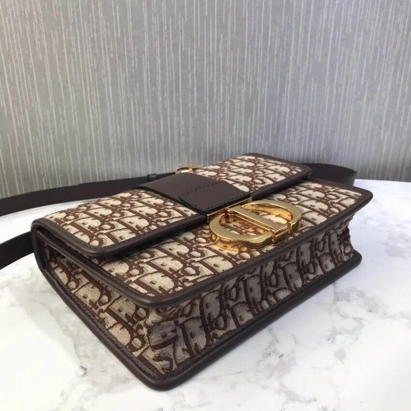 Adjustabl Dior 30 Montaigne Chain Bag Burgundy Oblique Jacquard - Image 10