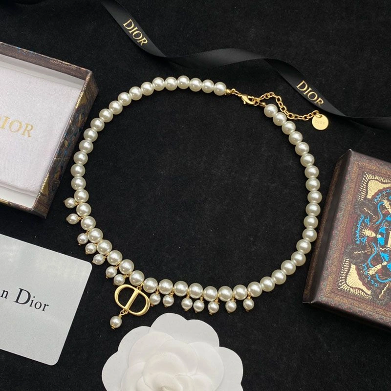 Dior 30 Montaigne Choker Gold-Finish Metal and White Resin Pearls Gold BestValue 1722 - Image 3