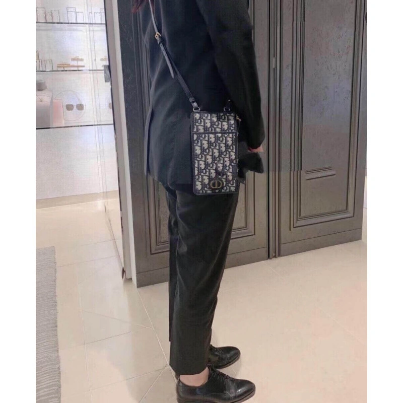 'CD' sign Dior 30 Montaigne Long Wallet Blue Oblique Jacquard - Image 3