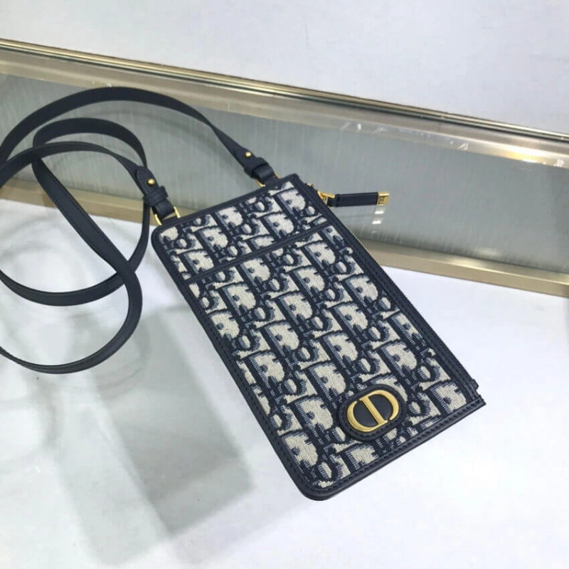 'CD' sign Dior 30 Montaigne Long Wallet Blue Oblique Jacquard - Image 8