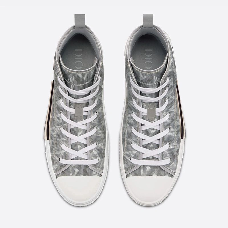 Dior B23 High-Top Sneakers Unisex CD Diamond Motif Canvas Grey HighQuality 8808 - Image 3