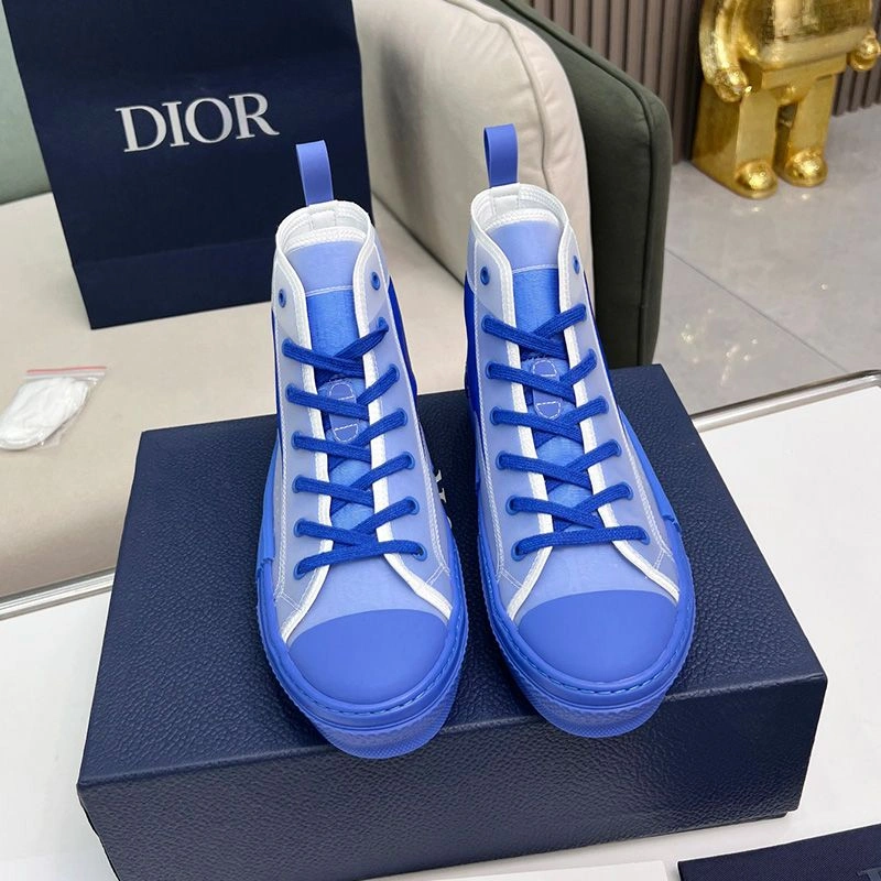 Dior B23 High-Top Sneakers Unisex Oblique Motif Canvas Blue NewStyle 7531 - Image 3