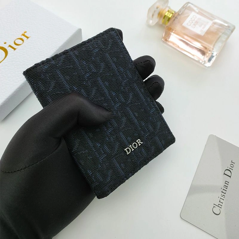 Dior Bi-Fold Card Holder Oblique Motif Canvas Calfskin Black HighQuality 8643 - Image 3