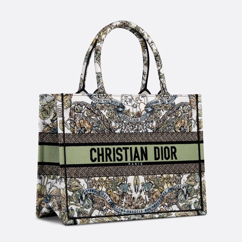 Dior Book Tote In Butterfly Around The World Motif Canvas White Green WellDesigned 8976 - Image 3