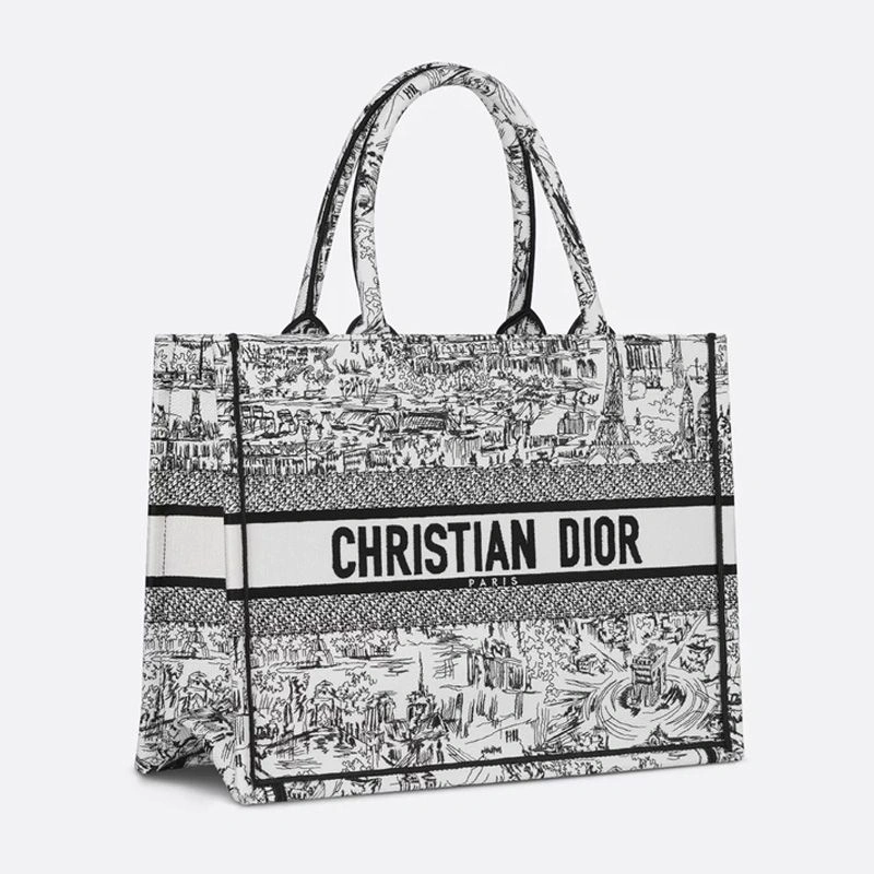 Dior Book Tote In Paris Allover Motif Canvas White StreetReady 3972 - Image 3