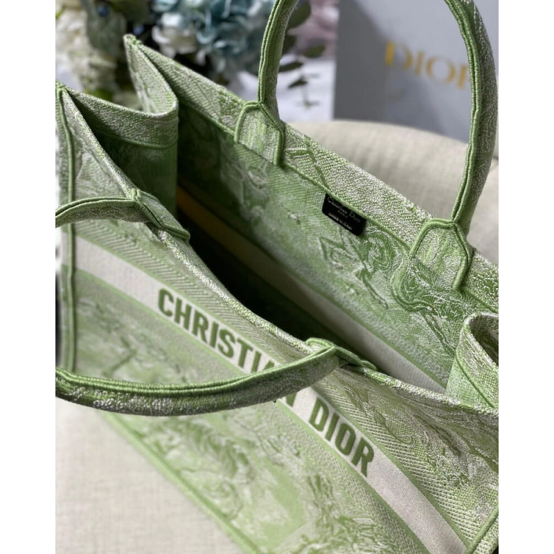 41.5 x 35 Dior Book Tote Lime Toile de Jouy Reverse Embroidery - Image 9