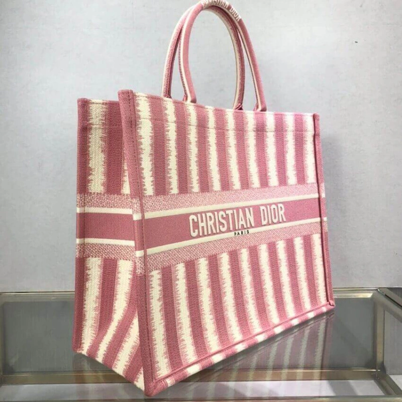 The Dior B Dior Book Tote Pink D-Stripes Embroidery - Image 4