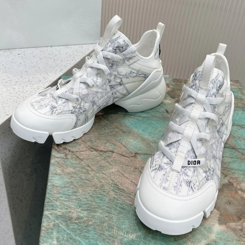 Dior D-Connect Sneakers Women Reve d'Infini Motif Technical Fabric White Blue SportInspired 7870 - Image 3