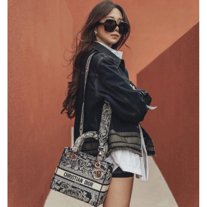 Dust bag Dior Medium Lady D-Lite Bag Blue Toile de Jouy Reverse Embroidery - Image 4