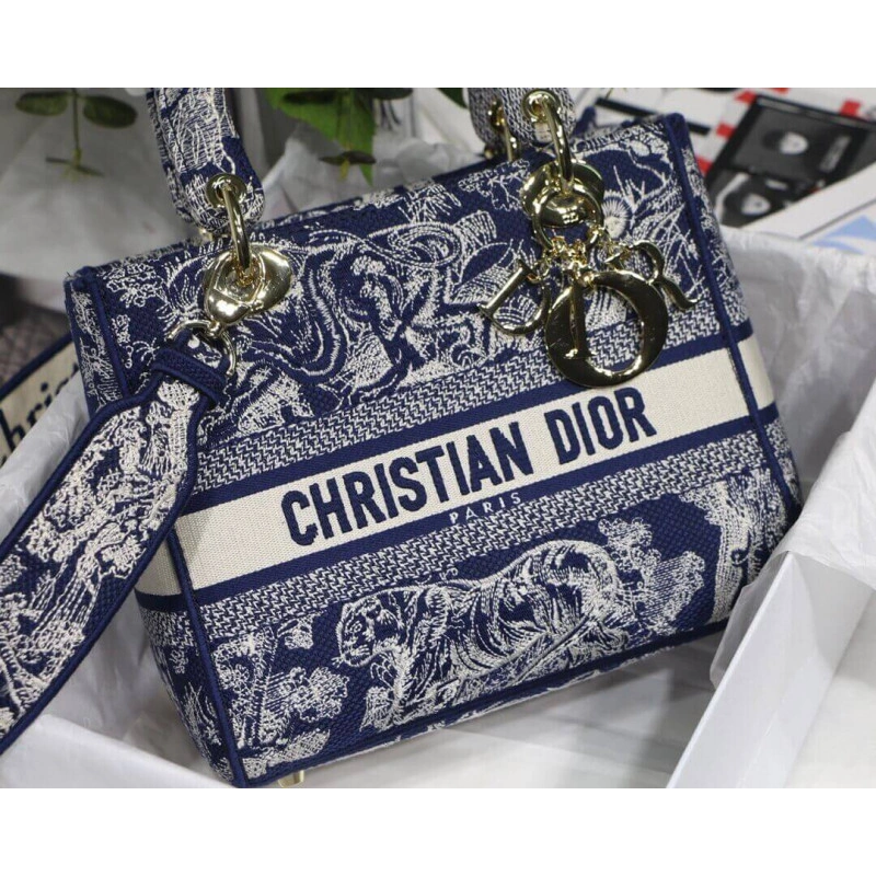 Dust bag Dior Medium Lady D-Lite Bag Blue Toile de Jouy Reverse Embroidery - Image 7