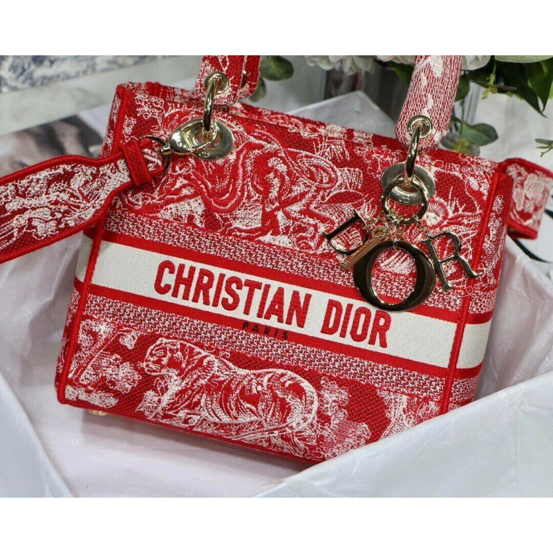 Dust bag Dior Medium Lady D-Lite Bag Raspberry Toile de Jouy Reverse Embroidery - Image 10