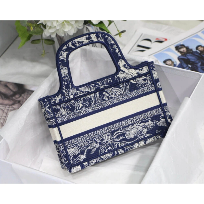 The Dior B Dior Mini Book Tote Blue Toile de Jouy Reverse Embroidery - Image 6
