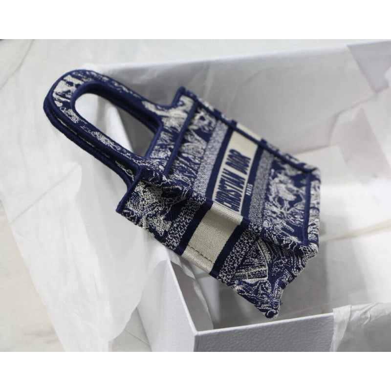 The Dior B Dior Mini Book Tote Blue Toile de Jouy Reverse Embroidery - Image 7
