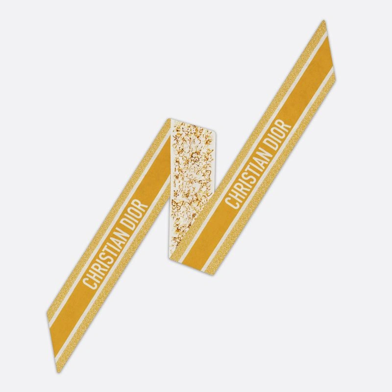 Dior Mitzah Twill In Butterfly Around the World Motif Silk Yellow ModernLook 4892 - Image 3