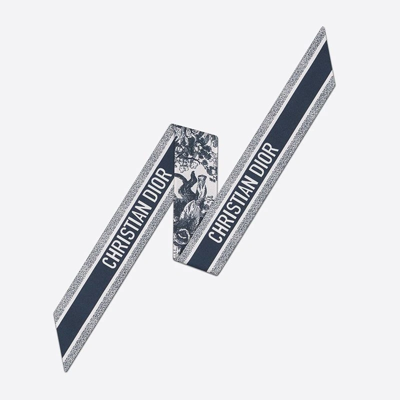 Dior Mitzah Twill Toile de Jouy Motif Silk Navy Blue TopPick 2626 - Image 3