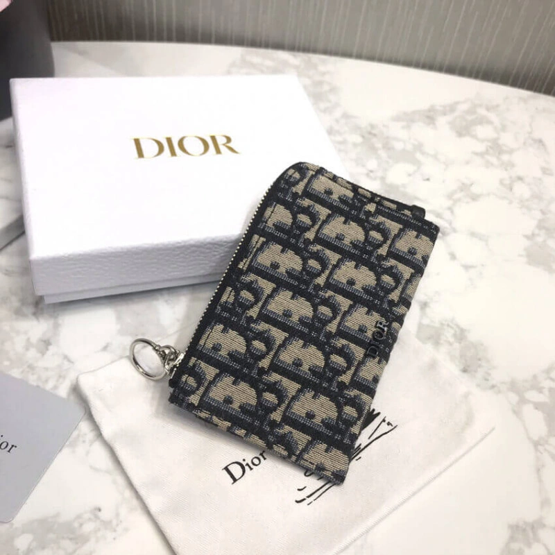 Dior Oblique Coin Pouch Blue - Image 4