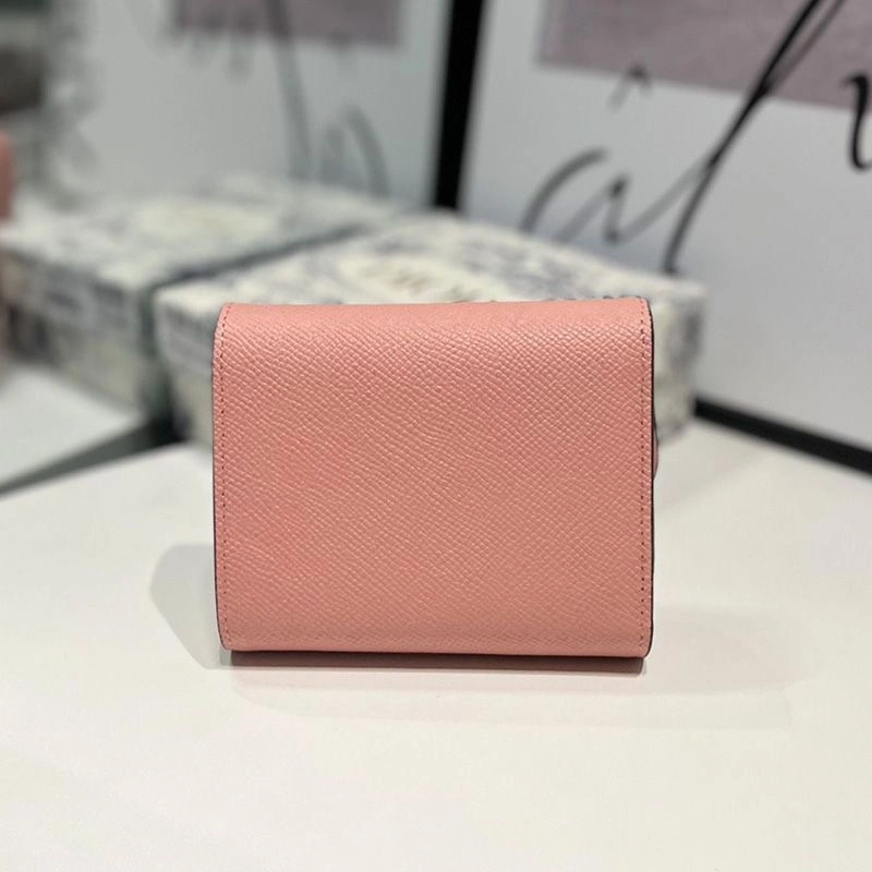 Dior Saddle Trifold Wallet In Grained Calfskin Pink Popular 7647 - Image 3