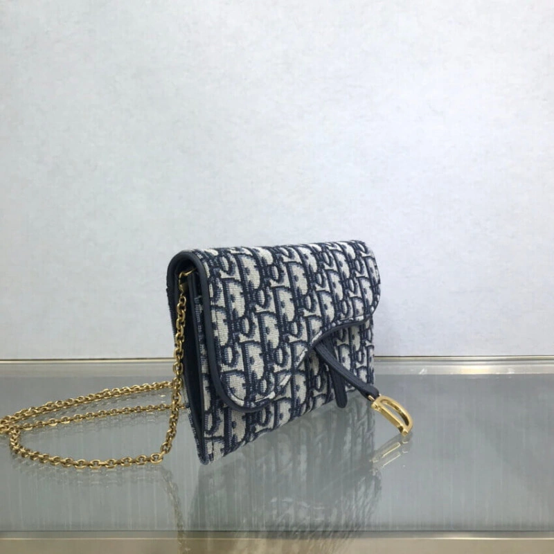 3 patch p Dior Saddle Wallet Blue Oblique Jacquard - Image 7