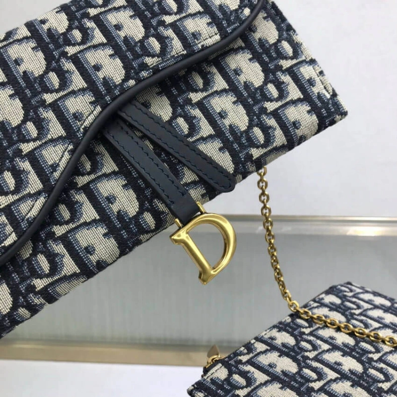 3 patch p Dior Saddle Wallet Blue Oblique Jacquard - Image 8