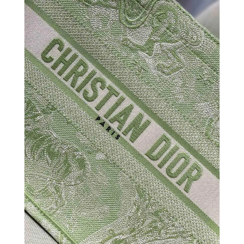 Introduced Dior Small Book Tote Lime Toile de Jouy Reverse Embroidery - Image 5
