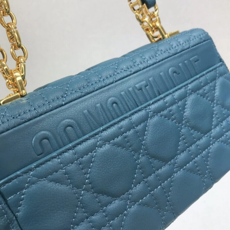 Flap clos Dior Small Caro Bag Ocean Blue Supple Cannage Calfskin - Image 6