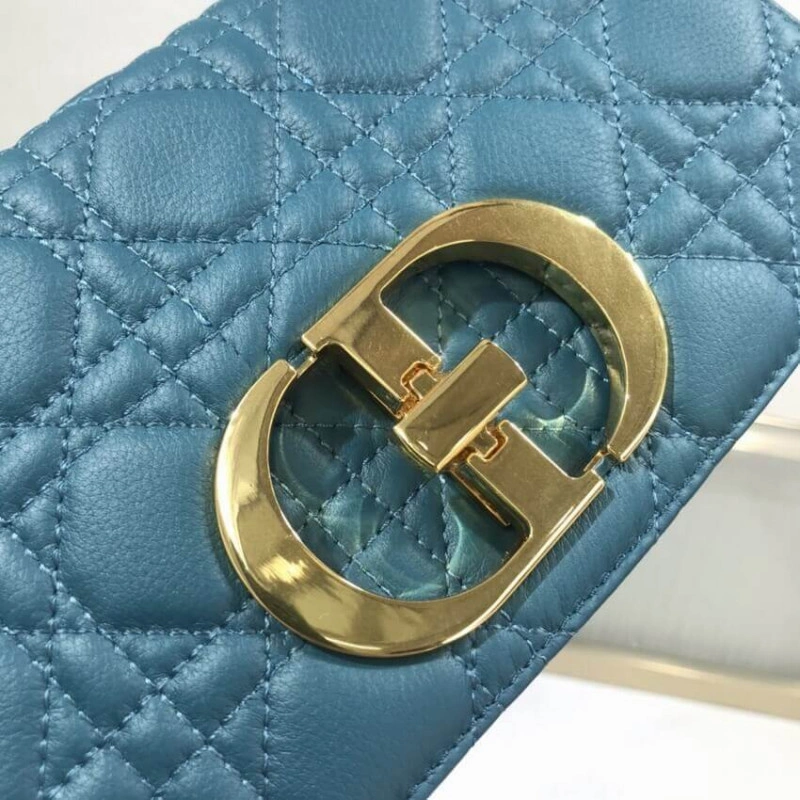 Flap clos Dior Small Caro Bag Ocean Blue Supple Cannage Calfskin - Image 8