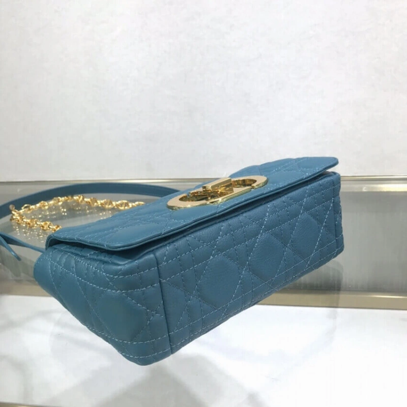 Flap clos Dior Small Caro Bag Ocean Blue Supple Cannage Calfskin - Image 10