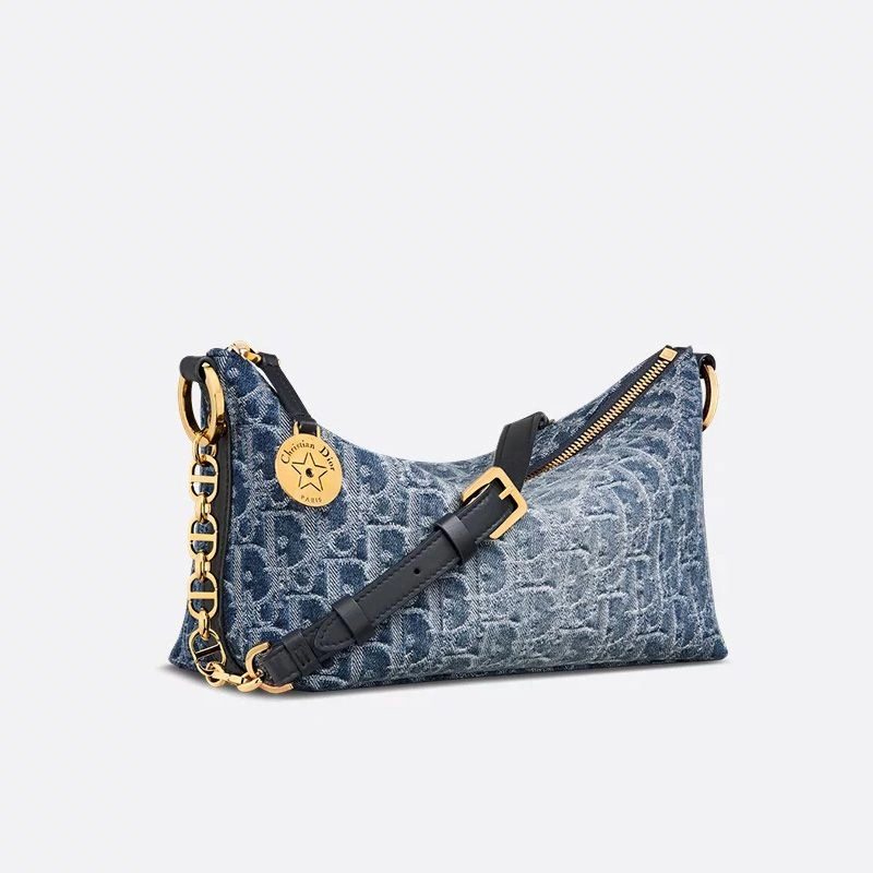 Diorstar Hobo Bag with Chain In Oblique Motif Denim Blue TopPick 6661 - Image 3