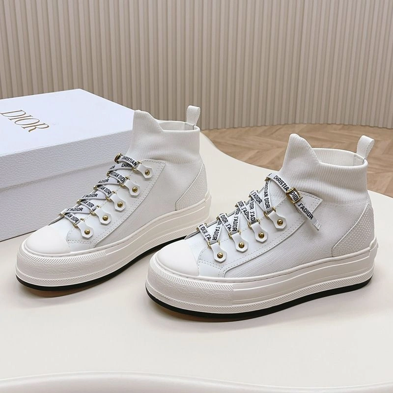 GoAnywhere 7866 Walk'n'Dior Platform Sneakers Women Technical Mesh and Calfskin White - Image 3