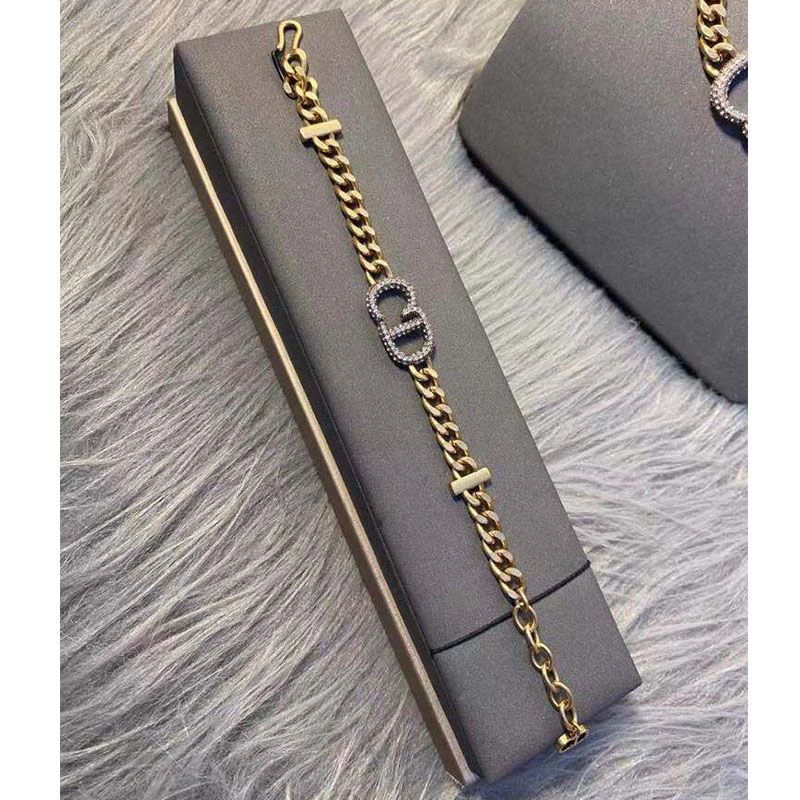 GoodFit 5342 Dior 30 Montaigne Bracelet Metal And White Crystals Gold - Image 3