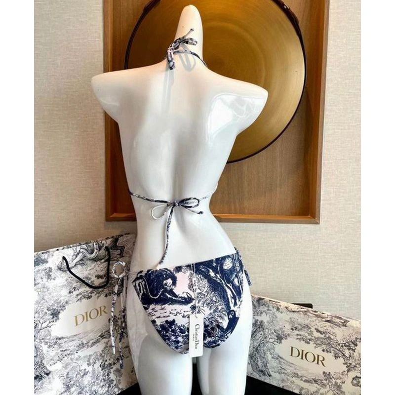 GoodFit 8758 Christian Dior Bikini Women Toile De Jouy Motif Lycra Blue - Image 3