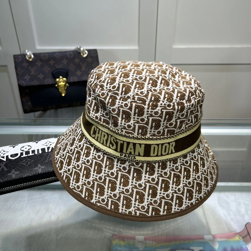 HighQuality 373 Christian Dior Bucket Hat D-Oblique Motif Canvas Brown - Image 3