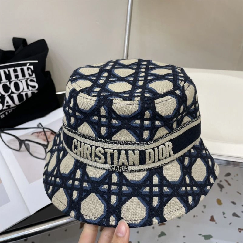 HighQuality 6726 Christian Dior Bucket Hat In Macrocannage Motif Cotton Blue - Image 3