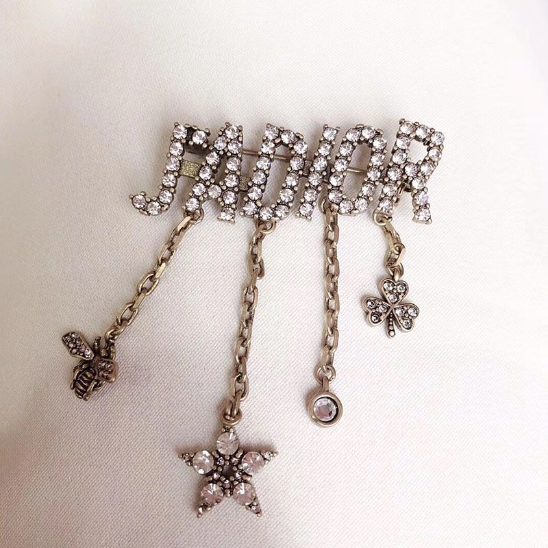 J'Adior Brooch with Bee Star Clover White Crystals Silver StreetReady 2637 - Image 3